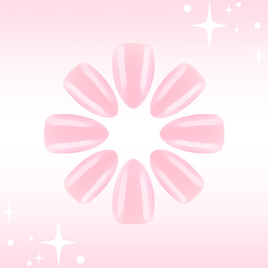 Whimsical Blossom Elegant Medium Almond Shaped Glossy Pink Press On Nail Set with Striking Shine