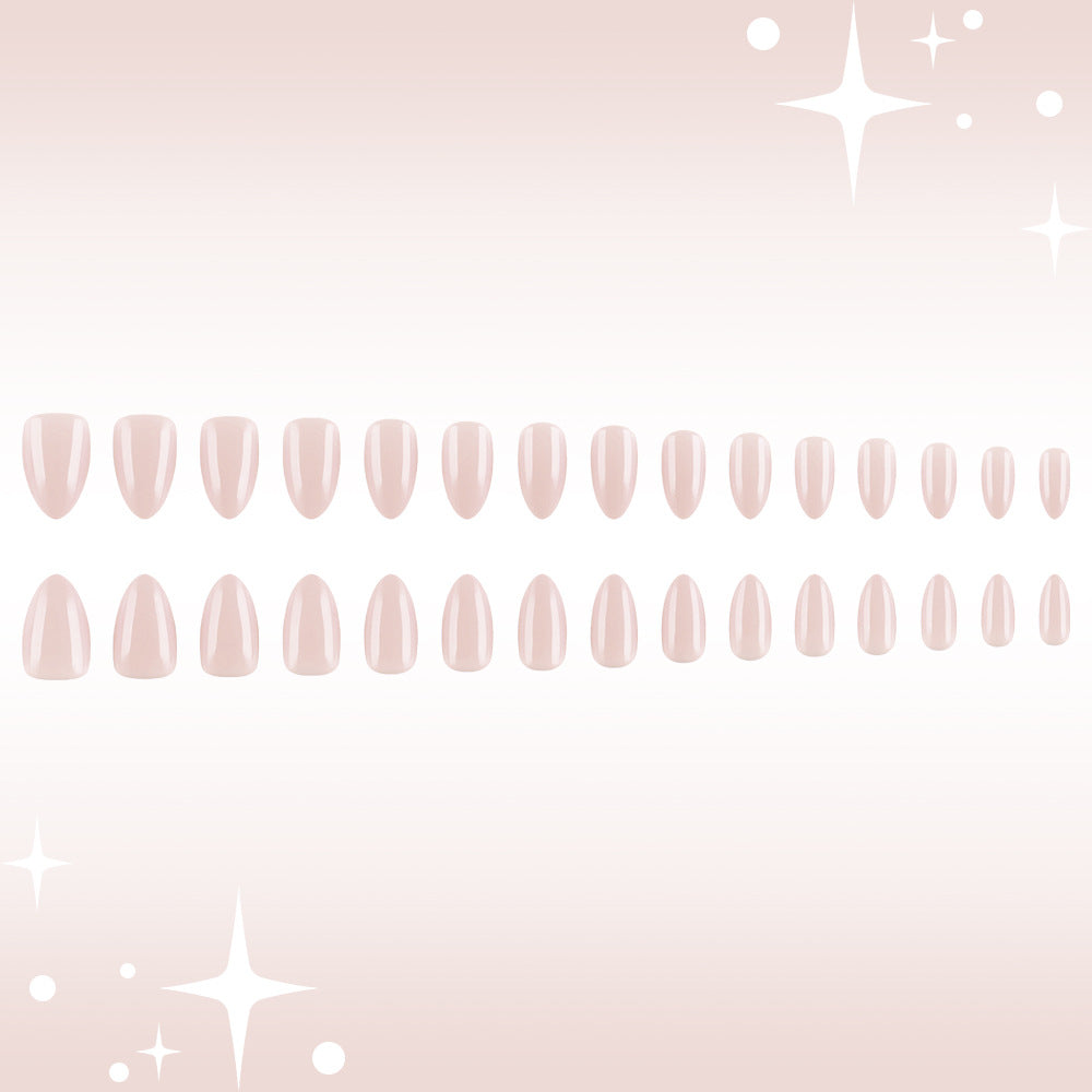 Celestial Bliss Medium Almond Pink Glossy Press On Nail Set with Glossy Finish