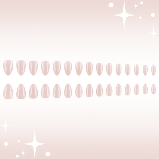 Celestial Bliss Medium Almond Pink Glossy Press On Nail Set with Glossy Finish