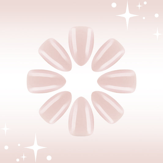 Radiant Enchantment Medium Almond Soft Pink Glossy Finish Press on Nail Set