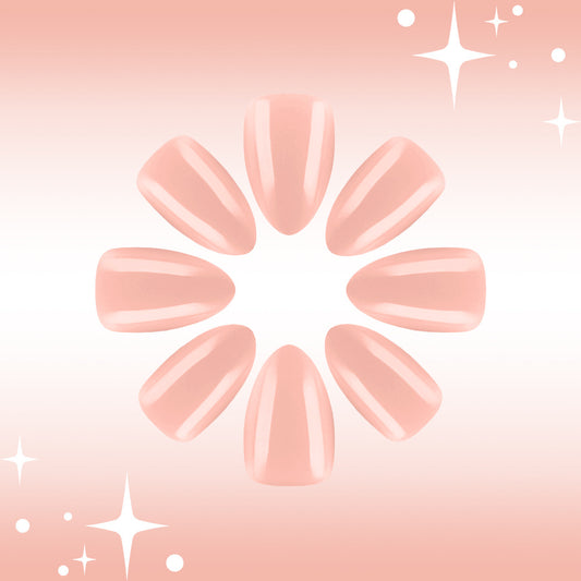 Dreamy Sunset Luxury Medium Almond Peach Glossy Nail Set