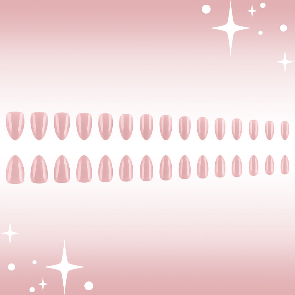 Chic Elegance Medium Almond Shape Blush Pink Glossy Finish Press On Nail Set