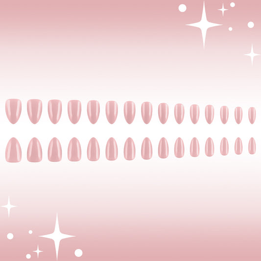 Chic Elegance Medium Almond Shape Blush Pink Glossy Finish Press On Nail Set