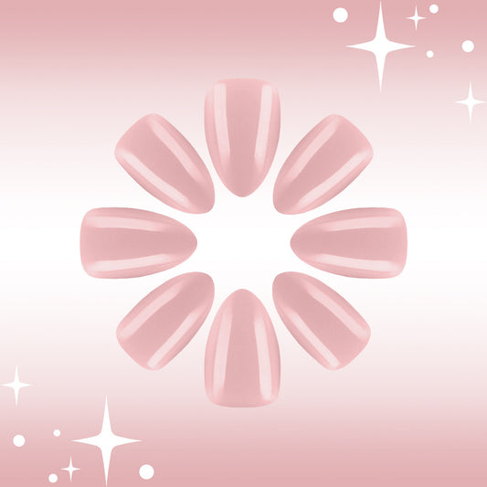 Glamorous Blossom Elegant Medium Almond Shaped Soft Pink Press On Nail Set with Shiny Finish