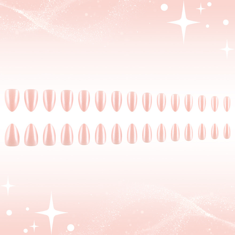 Glamorous Serenity Medium Almond Shaped Soft Pink Press-On Nail Set with Glossy Finish