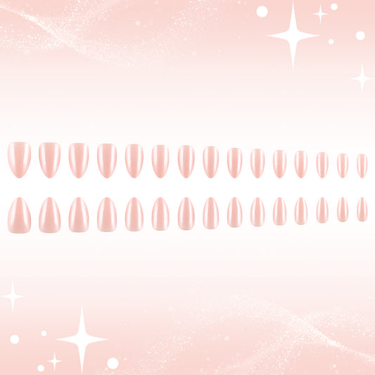 Glamorous Serenity Medium Almond Shaped Soft Pink Press-On Nail Set with Glossy Finish