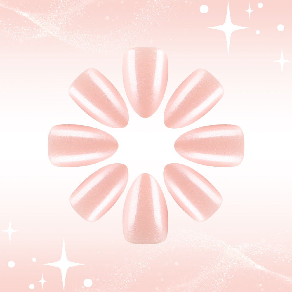 Dreamy Romance Medium Almond Pink Shimmer Press-On Nail Set
