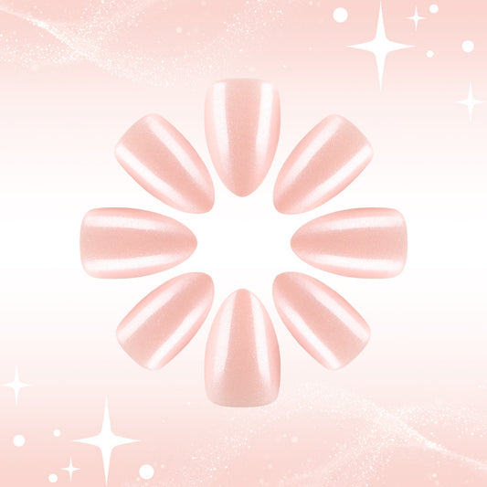 Dreamy Romance Medium Almond Pink Shimmer Press-On Nail Set