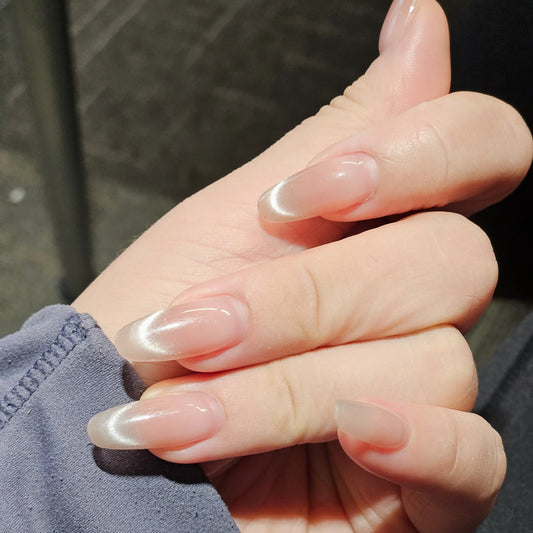 Whimsical Elegance Long Squoval Clear Gradient Press On Nail Set with Shimmering Finish