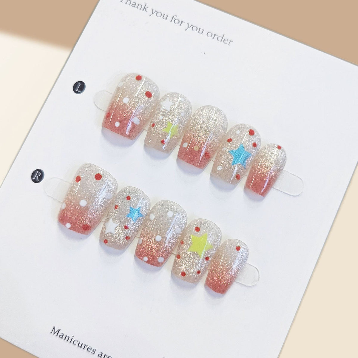 Celestial Glam Short Square Glittery Star Design Press On Nail Set