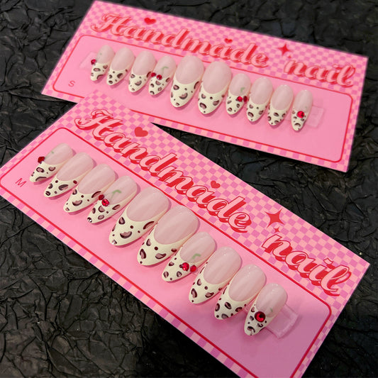 Sweetheart Dreams Medium Almond Ivory with Charming Heart Accents Press on Nail Set