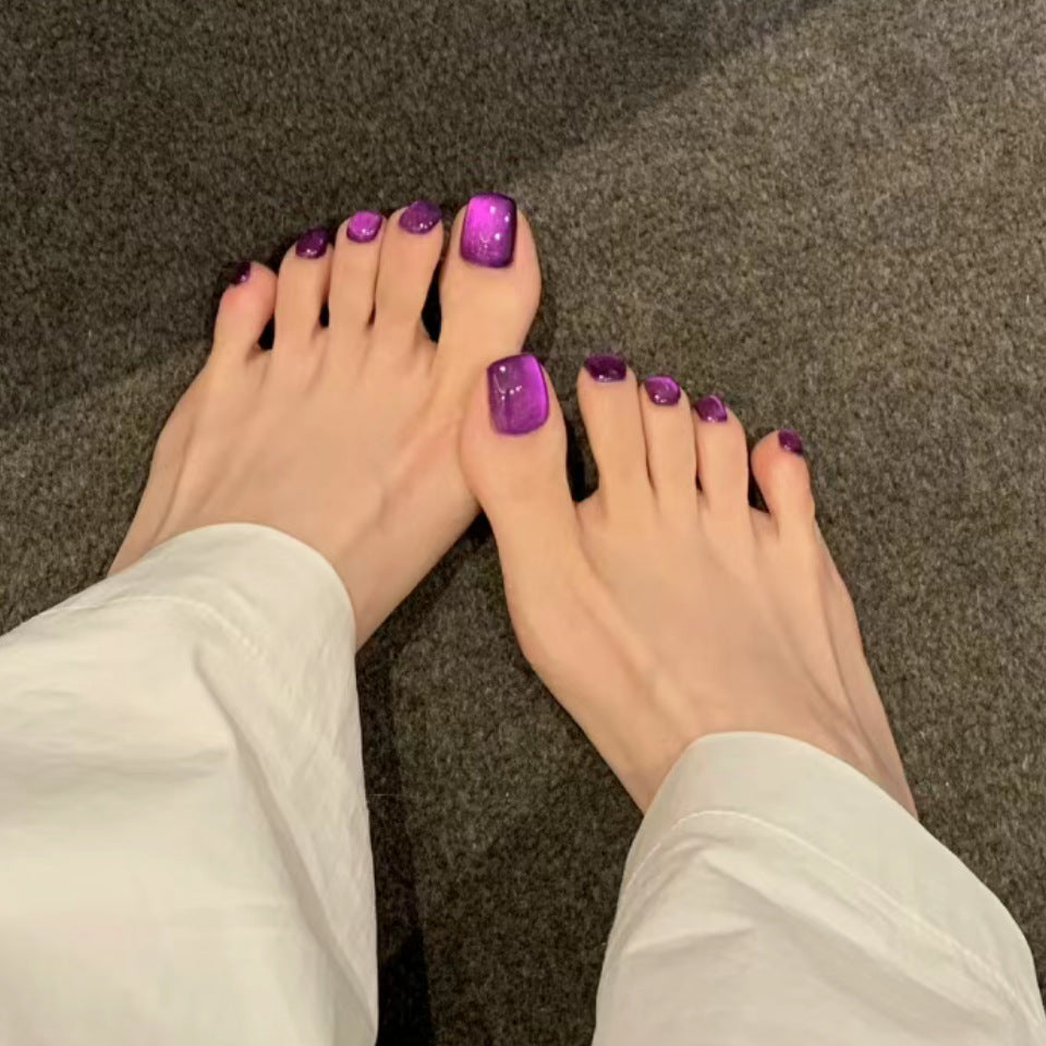 Mystical Twilight Square Lavender Press On Short Nail Set with Glitter Finish and Stunning Ombre Effect