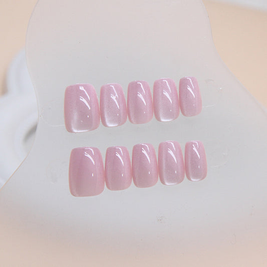 Dreamy Blossom Short Square Shaped Soft Pink Ombre Press On Nail Set with Glossy Finish