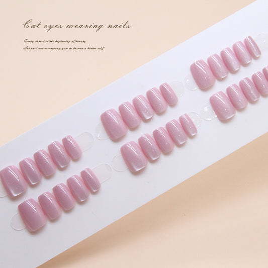 Enchanted Evening Short Square Pale Pink Glitter Press on Nail Set
