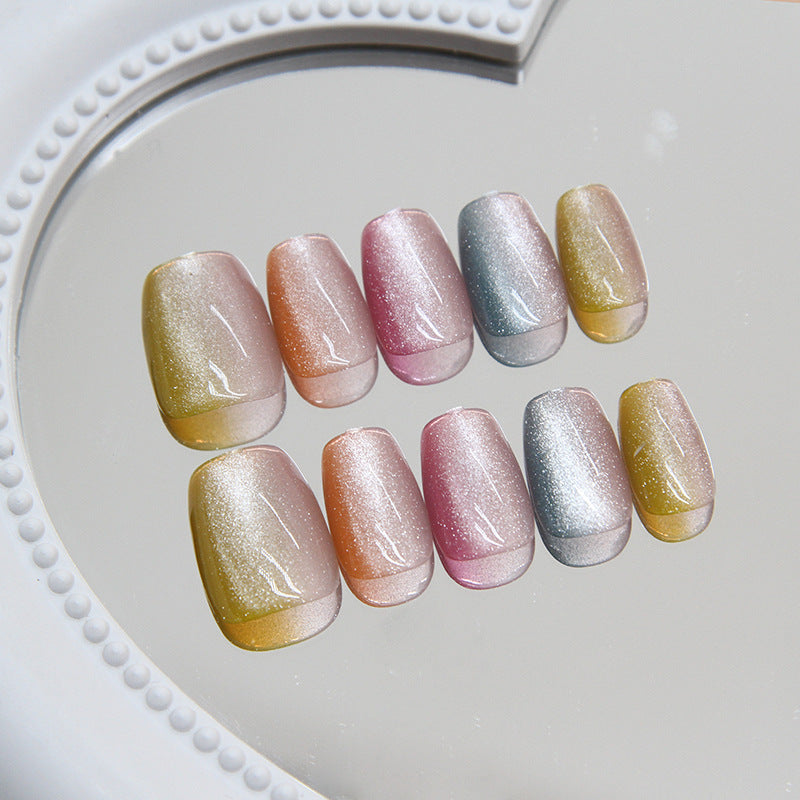 Summer Breeze Short Square Pastel Ombre Glitter Press On Nail Set