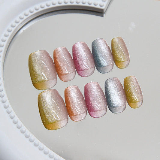 Summer Breeze Short Square Pastel Ombre Glitter Press On Nail Set