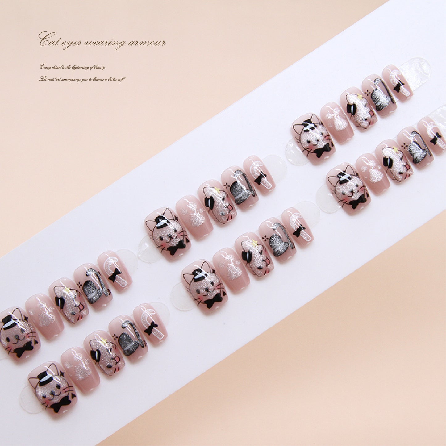 Parisian Chic Short Round Pink Press On Nail Set with Eiffel Tower and Floral Art Design