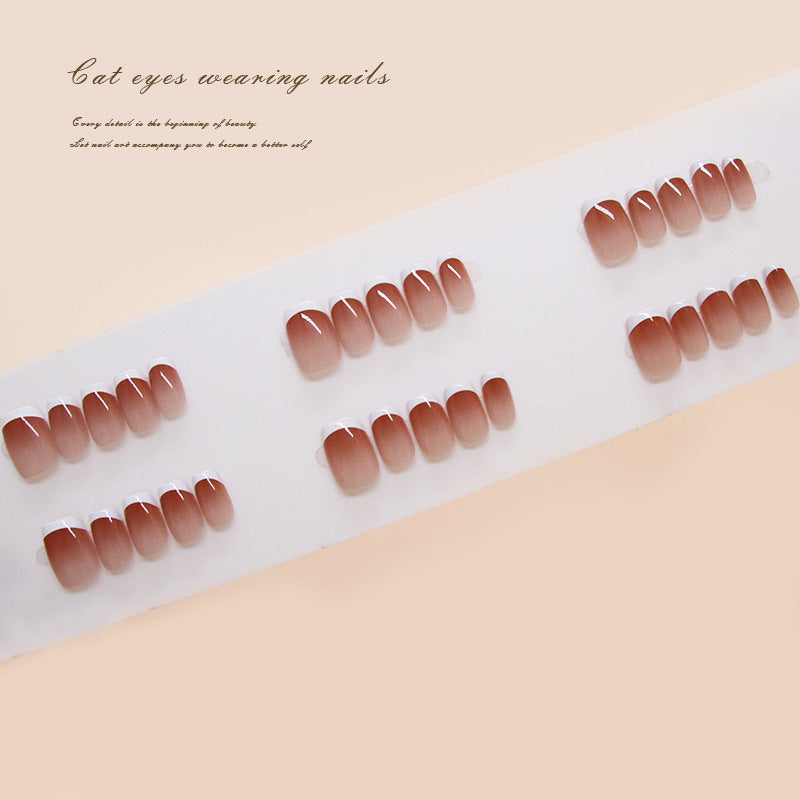 Enchanted Elegance Short Square Soft Pink Ombre Press-On Nail Set with Cat Eye Glow