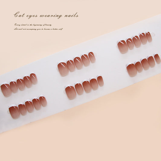 Enchanted Elegance Short Square Soft Pink Ombre Press-On Nail Set with Cat Eye Glow
