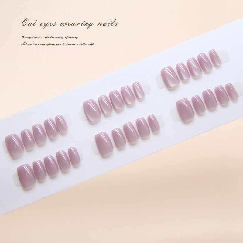 Charming Elegance Short Square Soft Pink Magnetic Finish Press On Nail Set