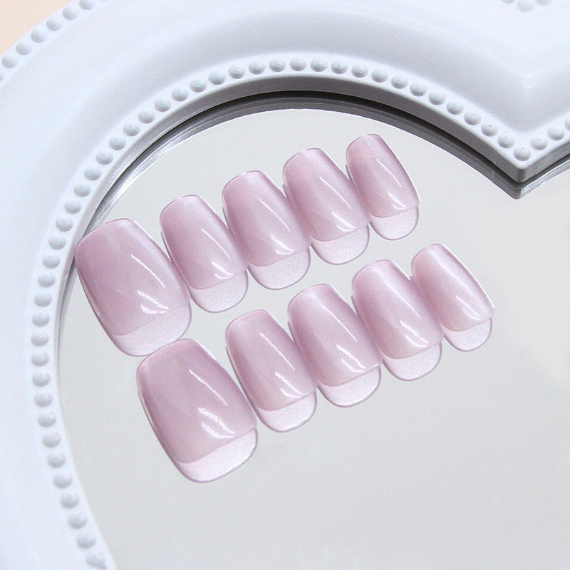 Charming Serenity Press-On Nail Set Short Coffin Soft Pink Glossy Finish