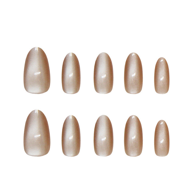 Elegant Sunset Collection Medium Almond Beige Gradient Press-On Nail Set with Ultra Smooth Finish