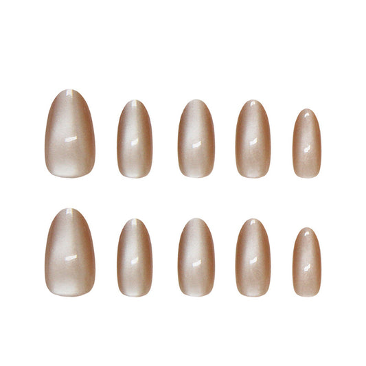 Elegant Sunset Collection Medium Almond Beige Gradient Press-On Nail Set with Ultra Smooth Finish