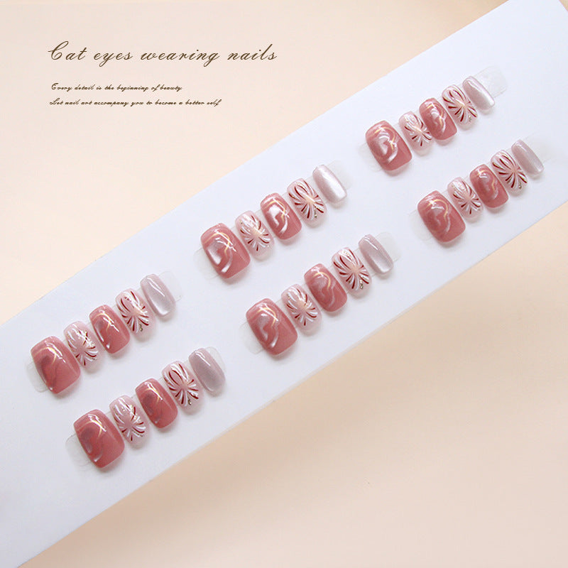 Whimsical Elegance Short Coffin Blush Pink with Unique Swirl Design Press-On Nail Set