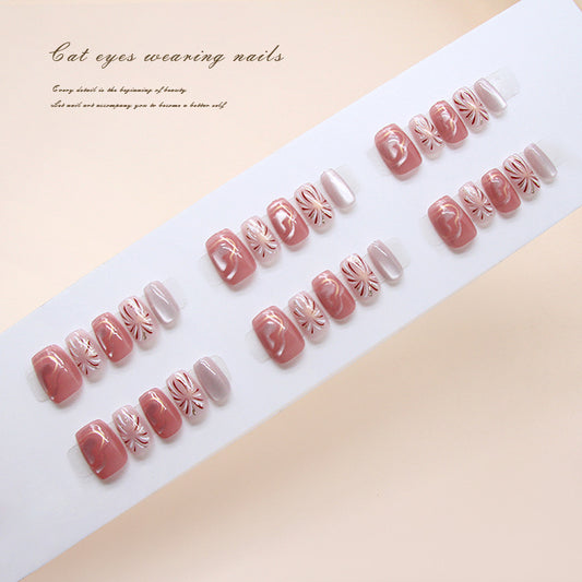 Whimsical Elegance Short Coffin Blush Pink with Unique Swirl Design Press-On Nail Set