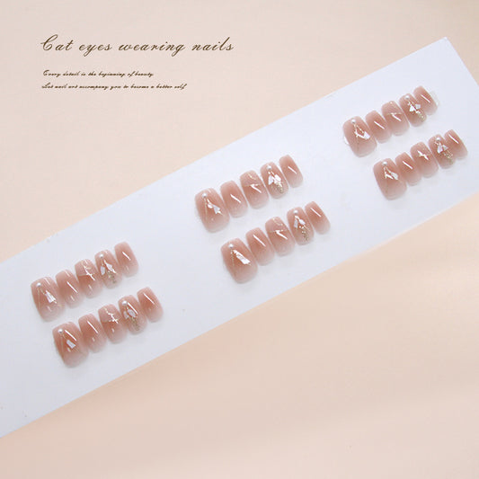 Mystical Elegance Medium Coffin Soft Pink with Glamorous Glitter Accents Press-On Nail Set