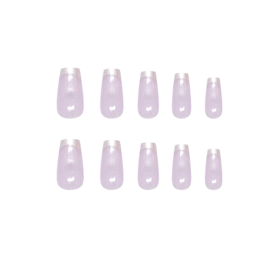 Enchanting Lavender Long Square Press On Nail Set with a Glimmering Finish