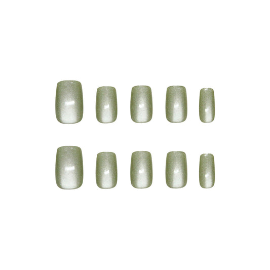 Mystical Green Dream Medium Square Smooth Finish Press On Nail Set