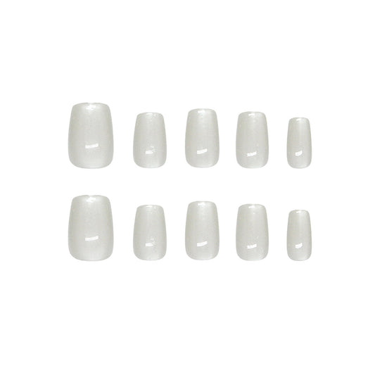 Elegant Frosted Oasis Medium Square Clear Press-On Nail Set with Natural Shine