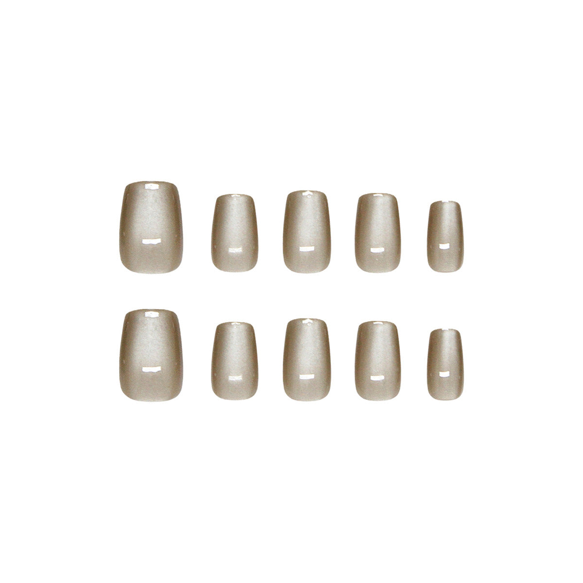Glamorous Serenity Short Square Taupe with Elegant Textured Finish Press on Nail Set