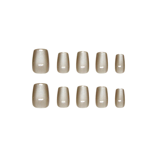 Glamorous Serenity Short Square Taupe with Elegant Textured Finish Press on Nail Set