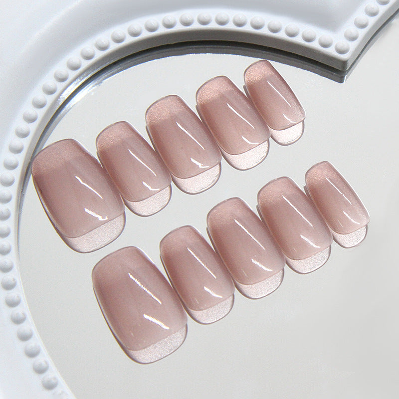Elegance Unveiled Short Square Blush Press On Nail Set with Glossy Finish