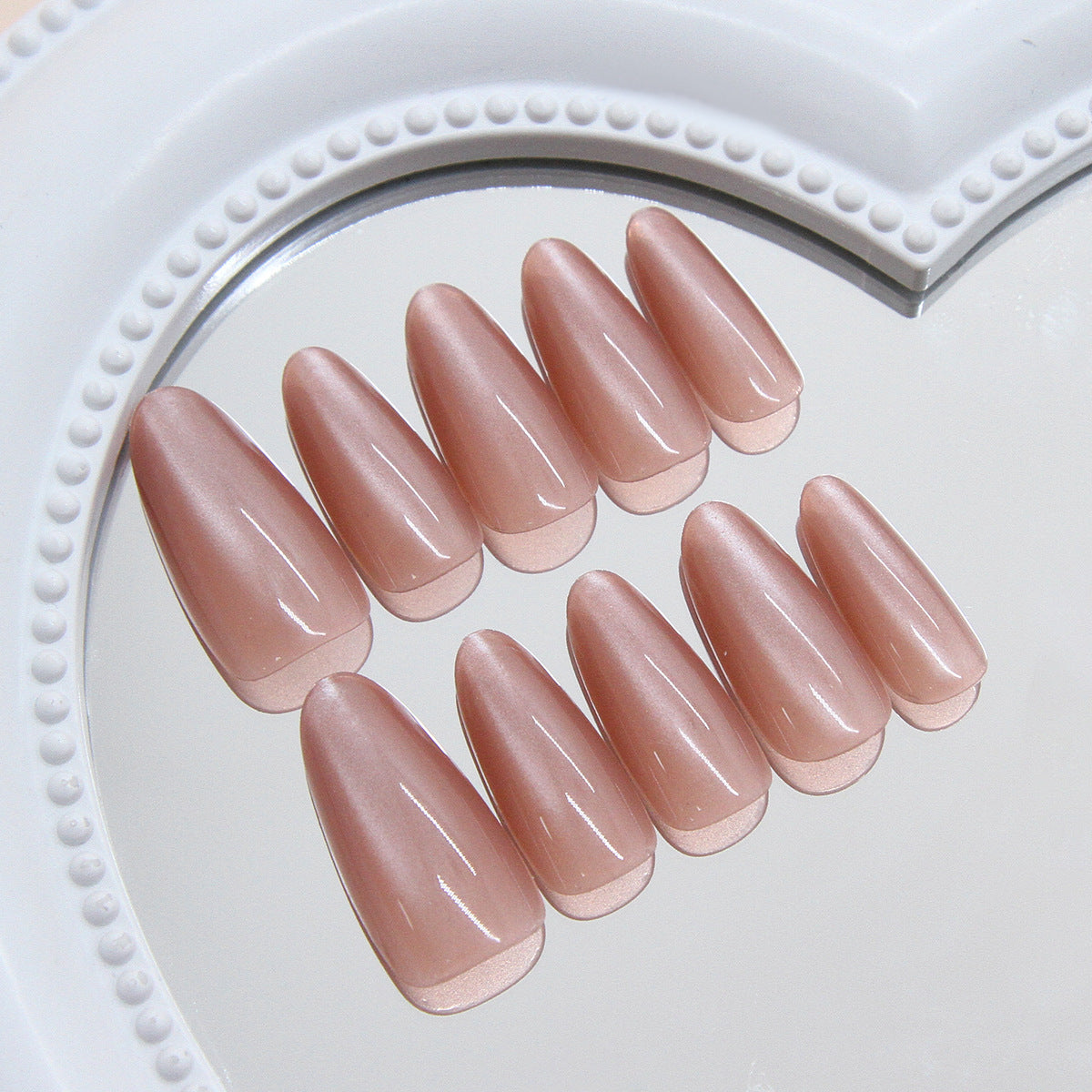 Enchanted Elegance Medium Almond Soft Pink Glossy Finish Press On Nail Set