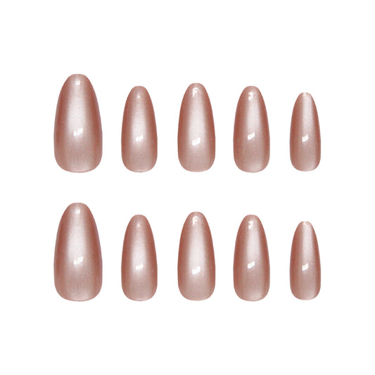 Elegant Oasis Medium Almond Blush Press-On Nail Set with Shimmering Finish