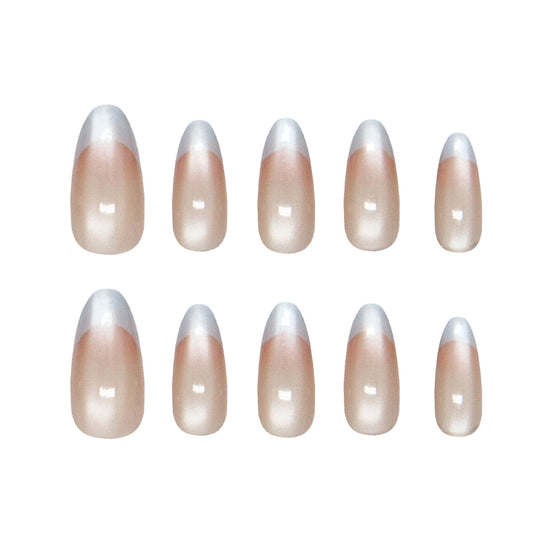 Celestial Dream Press On Nail Set Long Almond Beige Ombre Glossy Finish