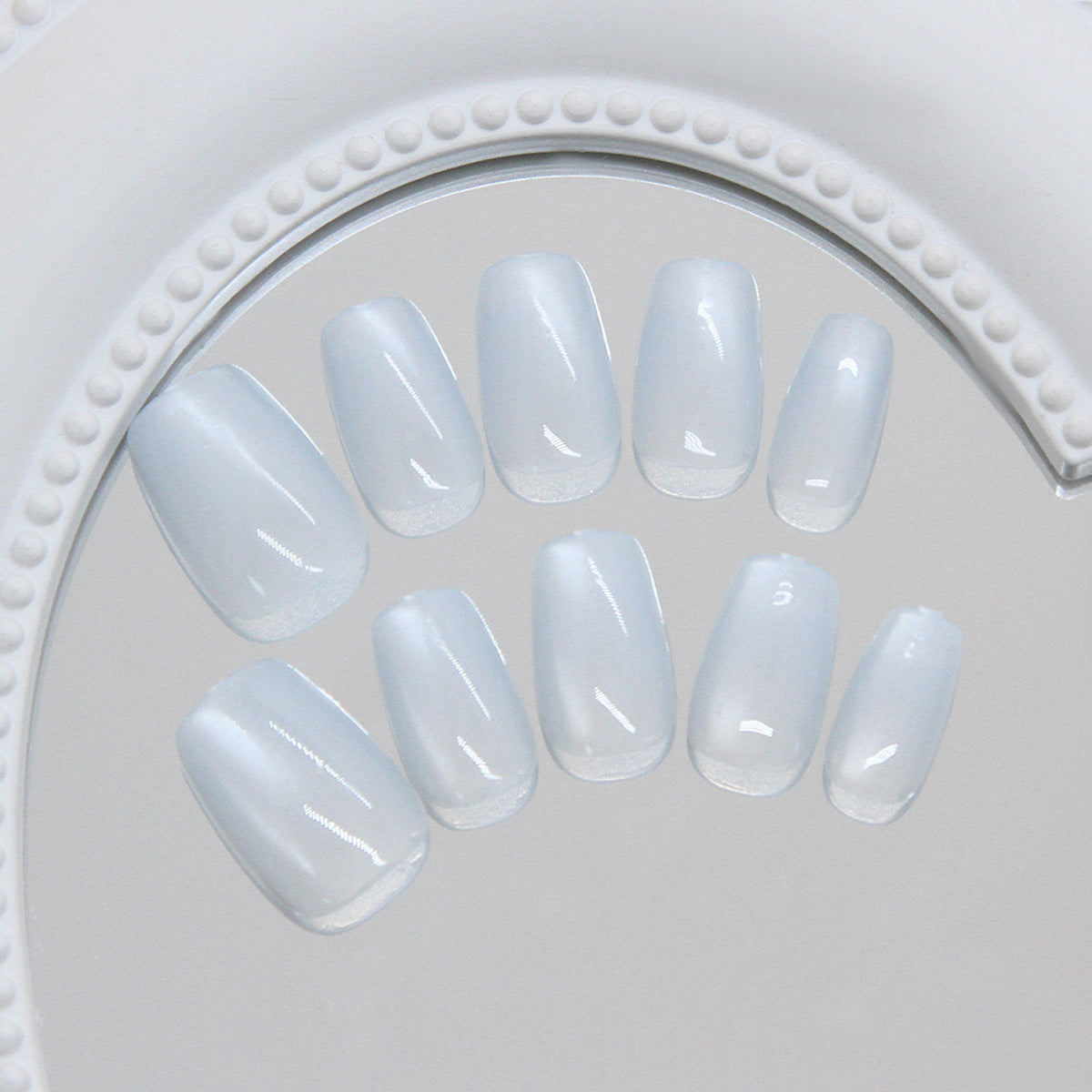 Chic Serenity Medium Coffin Light Blue Press on Nail Set with Glossy Finish