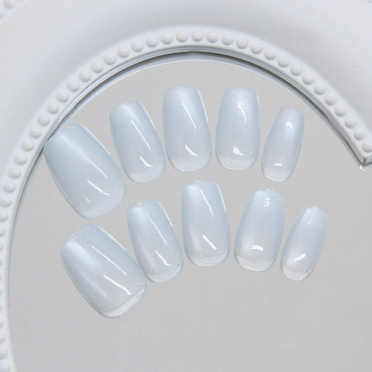Chic Serenity Medium Coffin Light Blue Press on Nail Set with Glossy Finish