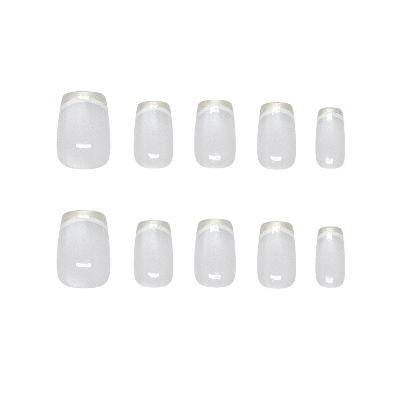 Elegant Serenity Press On Nail Set Medium Coffin Clear with Stunning French Tip Design