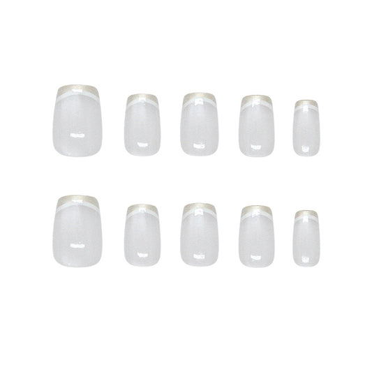 Elegant Serenity Press On Nail Set Medium Coffin Clear with Stunning French Tip Design