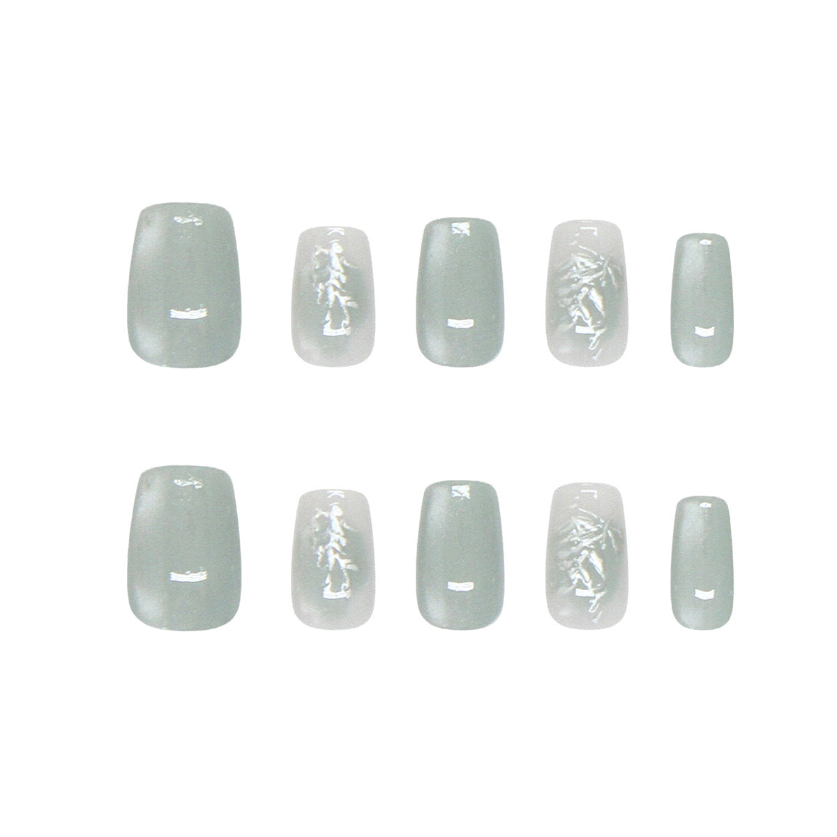 Enchanted Forest Elegant Medium Square Green Dreamy Texture Press-On Nail Set