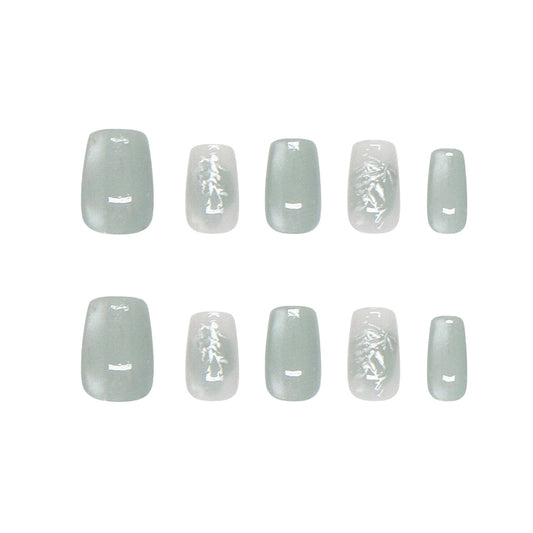 Enchanted Forest Elegant Medium Square Green Dreamy Texture Press-On Nail Set