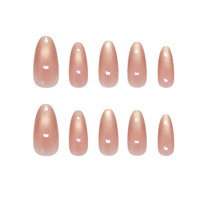 Glamorous Serenity Long Almond Pink Shimmer Press On Nail Set