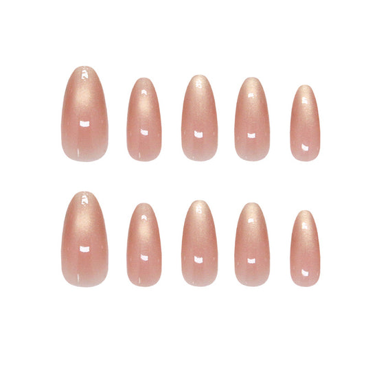 Glamorous Serenity Long Almond Pink Shimmer Press On Nail Set