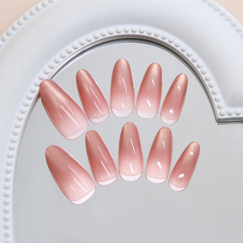 Dreamy Elegance Long Almond Pink Ombre Glossy Press On Nail Set