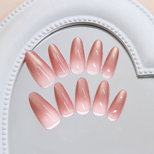 Dreamy Elegance Long Almond Pink Ombre Glossy Press On Nail Set