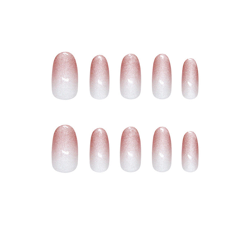 Enchanted Blossom Dreamy Medium Oval Ombre Pink Press On Nail Set with Glitter Finish